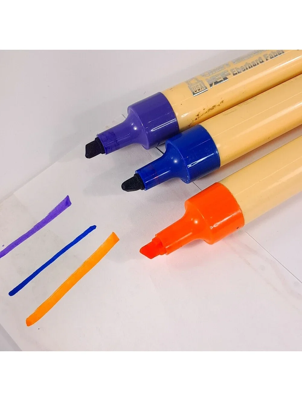 Vintage Eberhard Faber Chart Marker Felt-Tip Markers set 3 purple blue orange